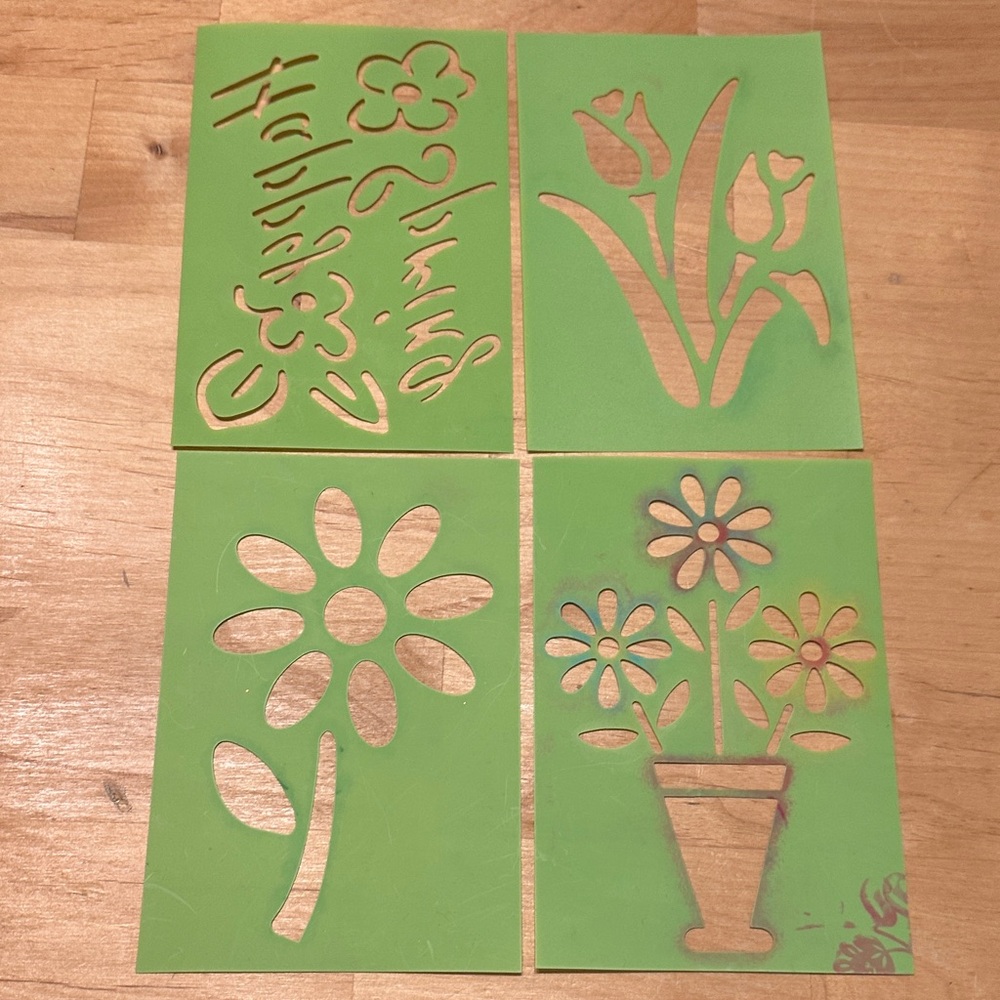 Happy Spring Flower Theme Stencils Set of 4